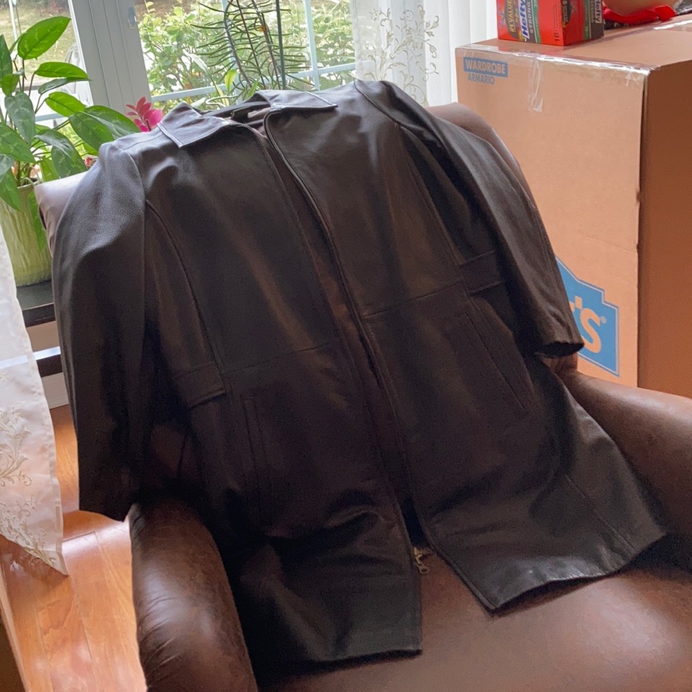 Leather full length coat